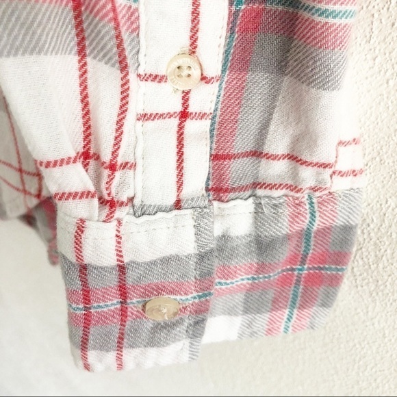 Aeropostale Plaid Flannel Button Down Pink Gray Size Small - Picture 3 of 6